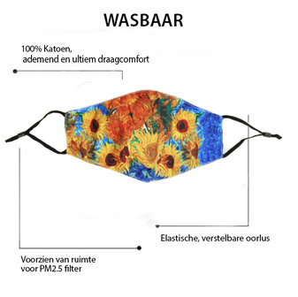 Mooi blauw mondkapje Artsy|Katoen mondkapje|100% Katoen|Wasbaar herbruikbaar