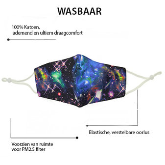 Mooi mondkapje Universe 2|Katoen mondkapje|Katoen polyester|Wasbaar herbruikbaar