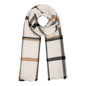 Gorgeous long scarf Cream|Black Off-White Beige|Thick quality|Tartan Checkered Squares Blocks