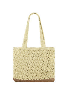 Crochet-Style Beach Bag|Beige Brown|Paper