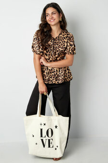 Beige Shopper Tas &quot;Love&quot;|Canvas tas|Strand Boodschappentas