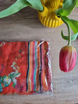 Square scarf Natural|Orange|Floral