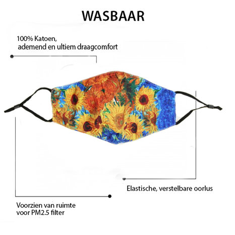 Mooi blauw mondkapje Artsy|Katoen mondkapje|100% Katoen|Wasbaar herbruikbaar