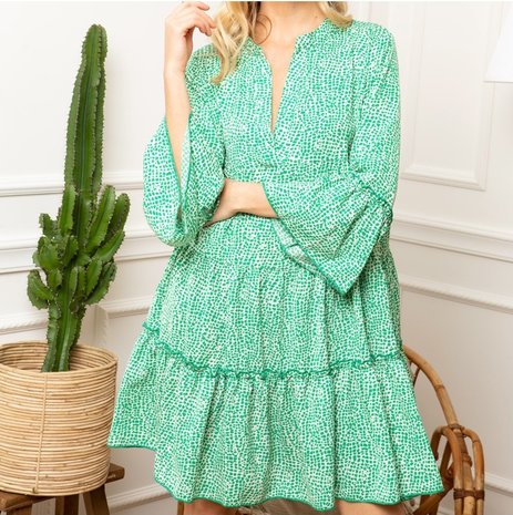 Spreek luid compromis Dicteren Vrolijke groen witte tuniek jurk Romi stippen - Scarfz - De grootste  collectie sjaals online!