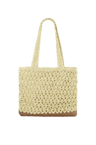 Crochet-Style Beach Bag|Beige Brown|Paper