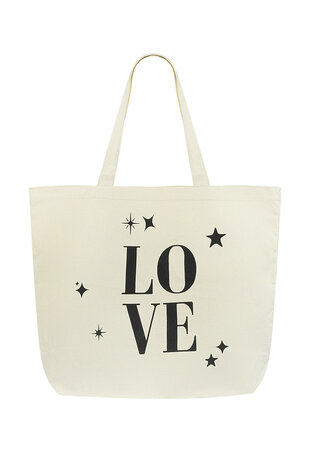 Beige Shopper Tas "Love"|Canvas tas|Strand Boodschappentas