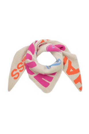 Soft triangle scarf Happiness|Beige Pink Orange|Wrap scarf